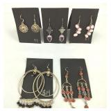 5 Pair VTG .925 Stone Earrings