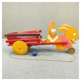 Very Vintage Bunny Drawn Carriage Pull Toy