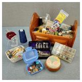 VTG Sewing Supplies Wood Spools & More