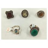 5 VTG .925 Stone Rings
