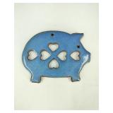 Pottery Blue Salt Glaze Pig Trivet