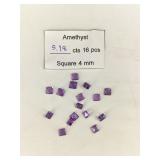 5 Ct Tw Princess Cut Amethyst Gemstones