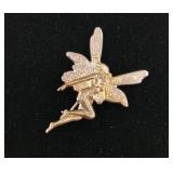 VTG Sterling Silver Art Deco Fairy Brooch Signed