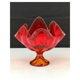 VTG Viking Amberina 6-Petal Compote Bowl