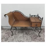 VTG Wicker & Wrought Iron Gossip Telephone Table