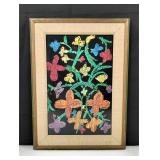 MCM Swedish Black Floral Chalk Framed Art
