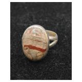.925 Sterling & Jasper Ring Size 6.75