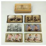 Antique Stereoscope Colored Slides People Scenes