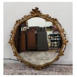 VTG Large Round Ornate Gold Acorn Mirror