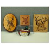 Vintage Woodland Deer Art & Duck Trinket Dish