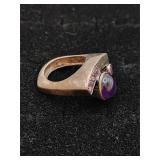 Unique .925 Sterling Silver & Amethyst Ring Size 8
