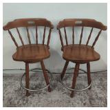 Vintage Wood Swivel Bar Stools