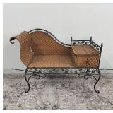 VTG Wicker & Wrought Iron Gossip Telephone Table