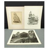 VTG "Snowy Owl" German Lithograph Circa 1880