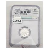 1951 Silver Roosevelt Dime NGC PF66 $278