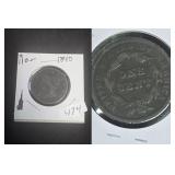 1840 Braided Hair Liberty Head Copper Penny