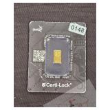 1 Gram Scottsdale Gold Bar .9999 Certi-Lock