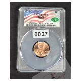2025 Shield Copper Cent CAC MS64RD Graded Coin