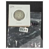 1899 Barber Quarter Silver United States Coin
