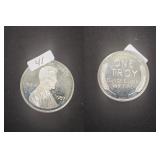 1987 Lincoln Wheat Cent 1 Oz .999 Fine Silver