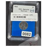1943 ICG Genuine Steel Cent Blue Core Slab