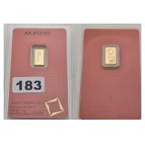 Valcambi Suisse 1g Fine Gold Bar In Assay Card