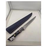 Custom Damascus Steel Fillet Knife with Sheath