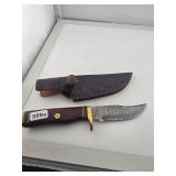 Custom Damascus Steel Hunting Knife Sheath