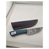 Custom Damascus Steel Hunting Knife with Sheath