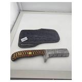 Damascus Steel Cleaver Knife Leather Sheath