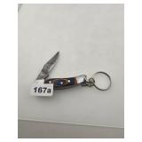 Damascus Steel Mini Folding Knife Keychain