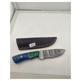Custom Damascus Steel Hunting Knife & Sheath