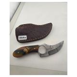 Custom Damascus Steel Skinner Knife with Sheath