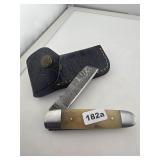 Damascus Steel Folding Knife With Case 182a