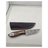 Custom Damascus Steel Hunting Knife with Sheath