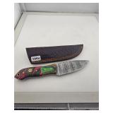 Damascus Steel Fixed Blade Knife With Sheath