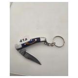 Damascus Steel Blade Folding Pocket Knife Keychain