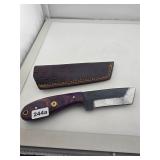 Custom File Steel Cleaver with Leather Sheath