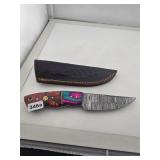 Handmade Damascus Steel Knife Leather Sheath