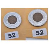 1938 Wheat Copper Penny Racine Token Lucky Piece