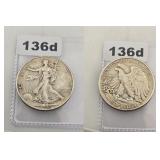 1945 Walking Liberty Silver Half Dollar Coin