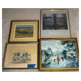 One watercolor and three prints