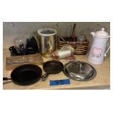 Cast-iron skillet, oster blender, pitchers