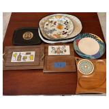 Retro cheese trays, colorful plates