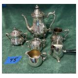 Six silver plate serving pieces
