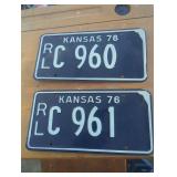 Two 1976 Kansas license plates
