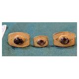 Cuff links and tie tack marked 14K, jewelry.