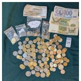 Foreign coins and bills