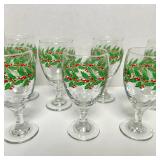 VINTAGE HOLLY STEMWARE, UNIQUE HAND-PAINTED