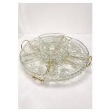VINTAGE STARBURST CUT GLASS LAZY SUSAN